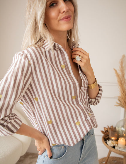 Love At First Stripe Brown/Gold - Blouse