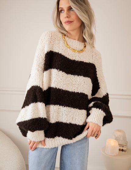 Sabrina Stripes Beige/Choco - Trui