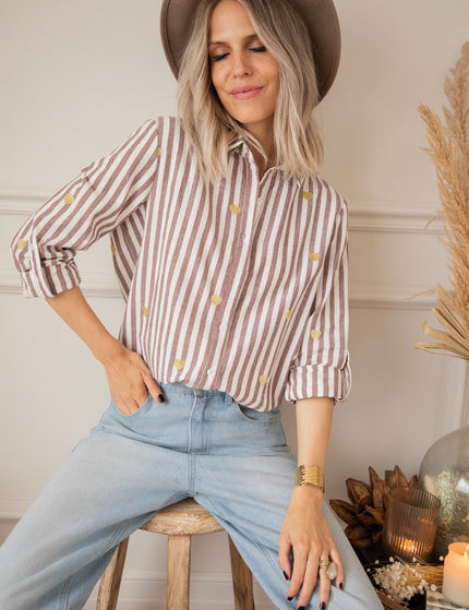 Love At First Stripe Brown/Gold - Blouse