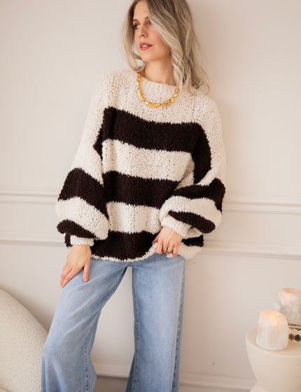 Sabrina Stripes Beige/Choco - Trui