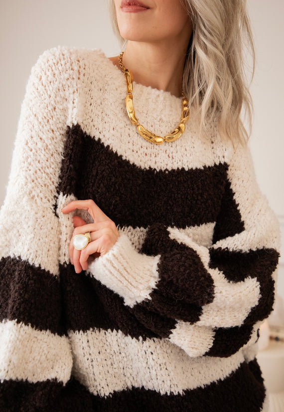 Sabrina Stripes Beige/Choco - Trui