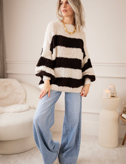 Sabrina Stripes Beige/Choco - Trui