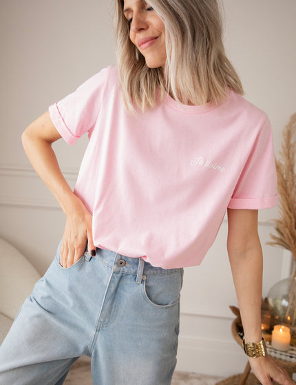 T-Shirt - Je T'Aime - Baby Pink