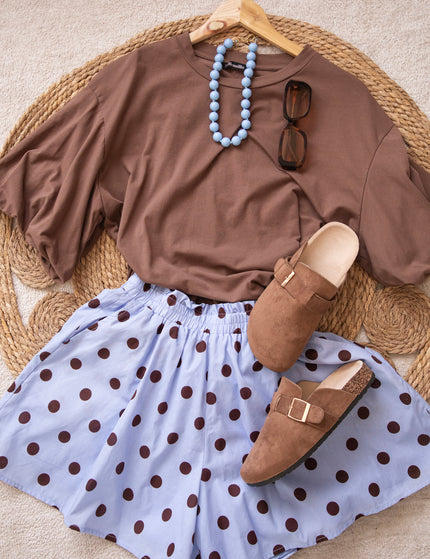 Polly Dots Soft Blue/Choco - Short