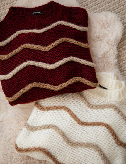 Pullover - Woolly Waves - Bordeaux