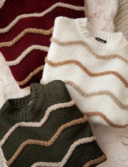 Pullover - Woolly Waves - Weiß