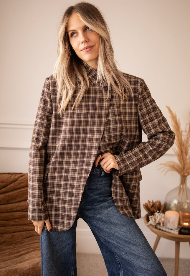 Check Please Brown/Beige - Blazer
