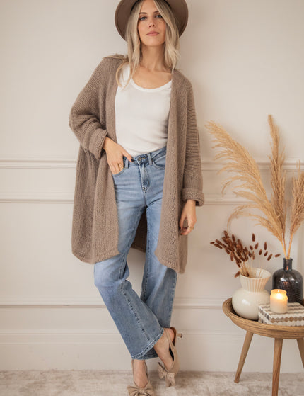 Strickjacke - Bernadette Extra Long & Comfy - Taupe