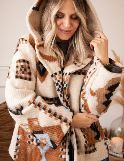 Aztec Muse Hooded Beige/Camel - Jacket