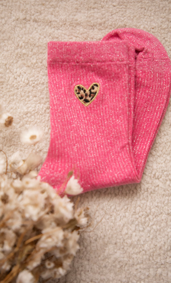 Shiny Leopard Love Fuchsia - Socks