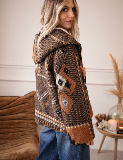 Aztec Muse Hooded Brown/Camel - Jacket