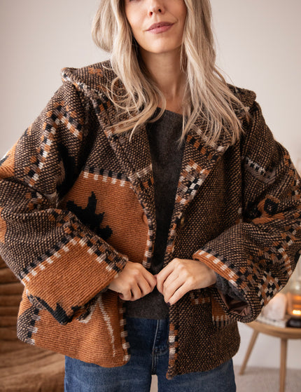 Aztec Muse Hooded Brown/Camel - Jacket