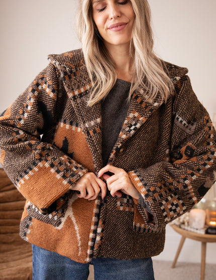 Aztec Muse Hooded Brown/Camel - Jacket