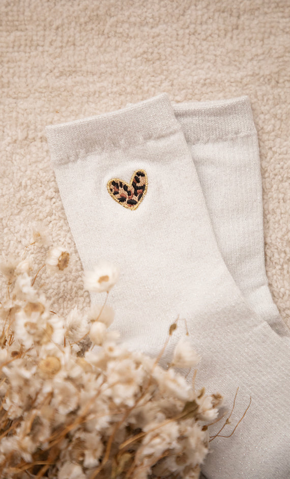 Socken - Shiny Leopard Love - Weiß