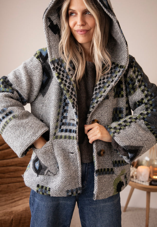 Aztec Muse Hooded Grey/Green - Jacket