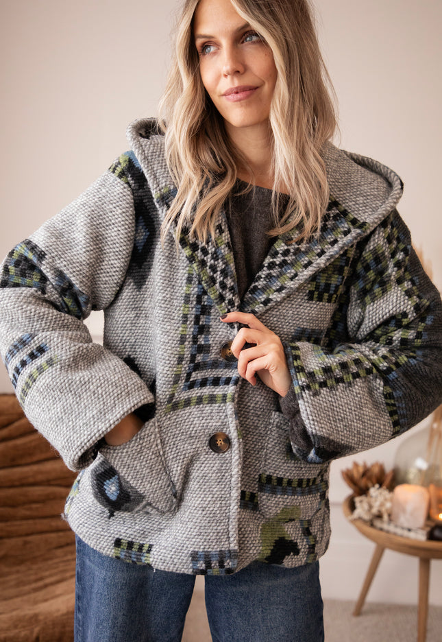 Aztec Muse Hooded Grey/Green - Jacket