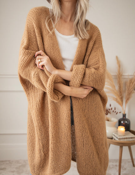 Strickjacke - Bernadette Extra Long & Comfy - Camel