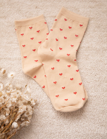 Socken - Love Overload - Beige/Rot