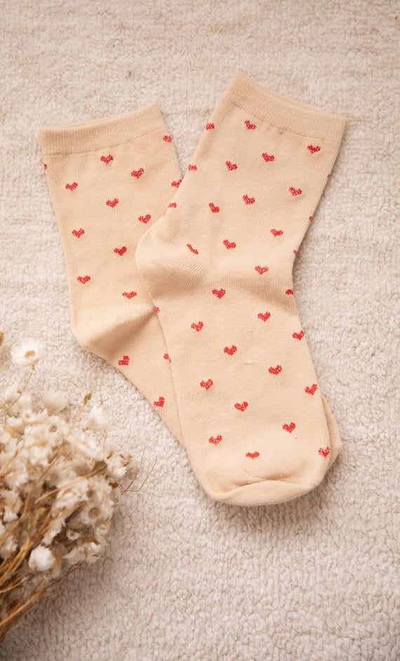 Love Overload Beige/Red - Sokken