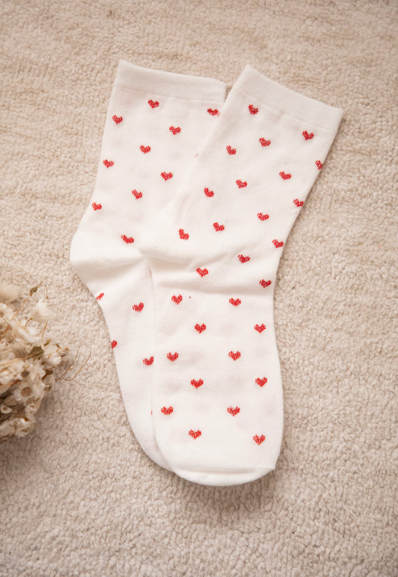 Love Overload White/Red - Sokken