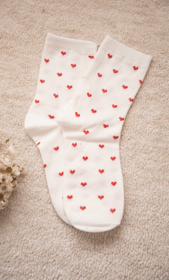 Love Overload White/Red - Sokken