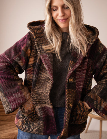 Patchwork Poetry Hooded Mulberry/Brown - Jacket