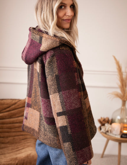 Patchwork Poetry Hooded Mulberry/Brown - Jacket