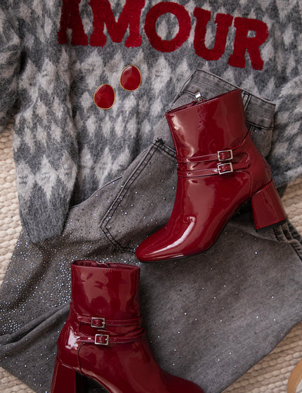 Pullover - Amour Motif - Dunkelgrau/Rot