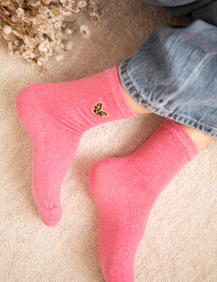 Shiny Leopard Love Fuchsia - Sokken