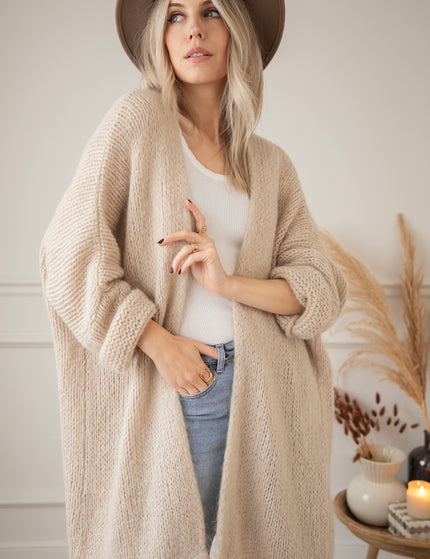 Strickjacke - Bernadette Extra Long & Comfy - Cream