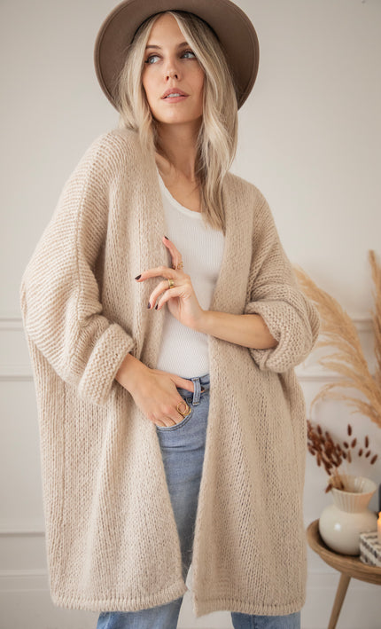 Strickjacke - Bernadette Extra Long & Comfy - Cream