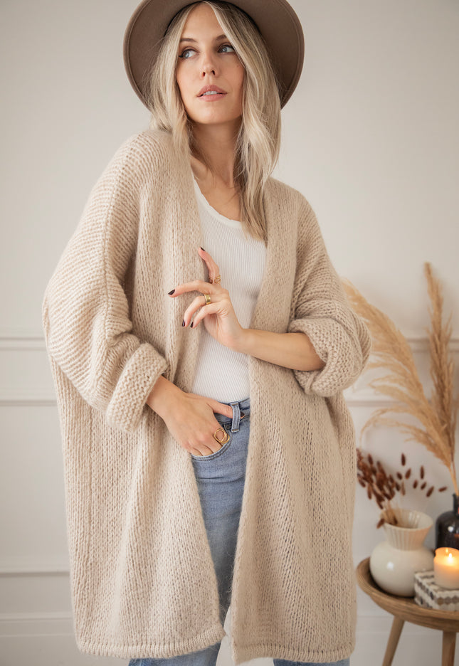 Strickjacke - Bernadette Extra Long & Comfy - Cream