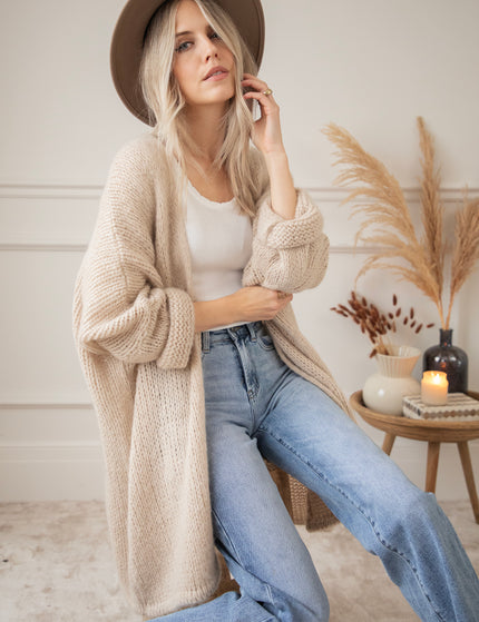 Strickjacke - Bernadette Extra Long & Comfy - Cream