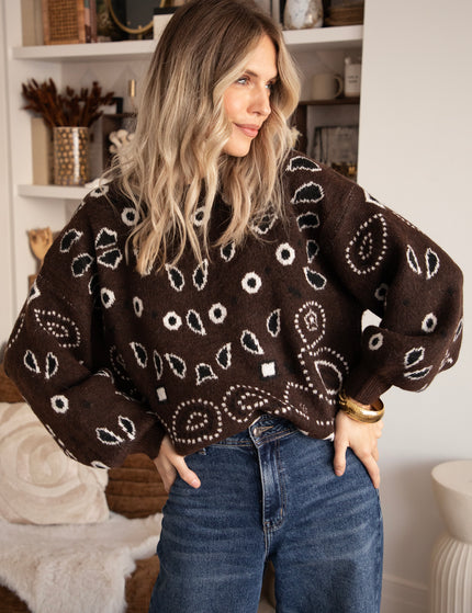 Cozy Paisley Days Brown - Sweater