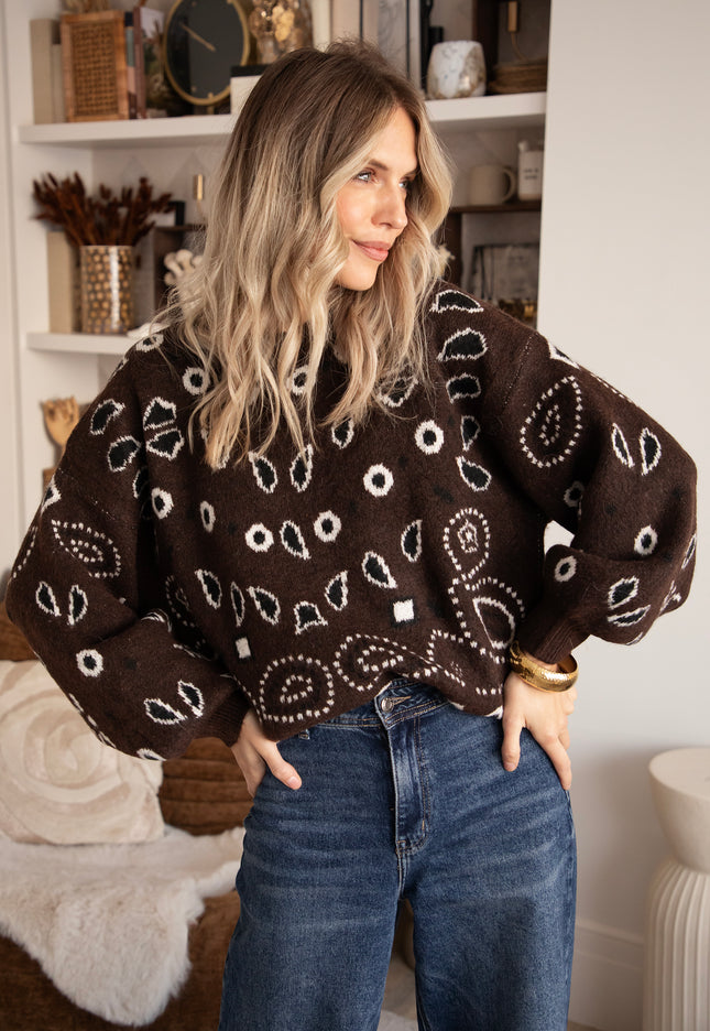 Cozy Paisley Days Brown - Sweater