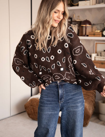 Cozy Paisley Days Brown - Sweater