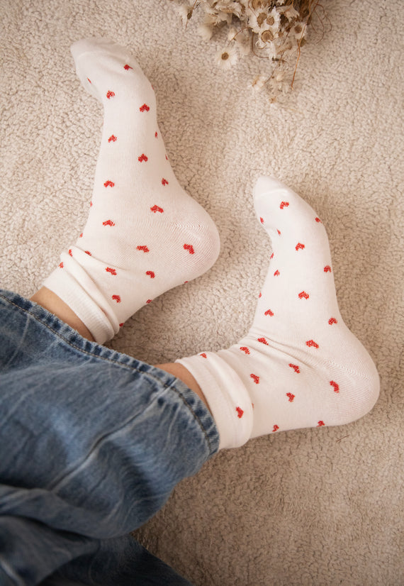 Love Overload White/Red - Sokken