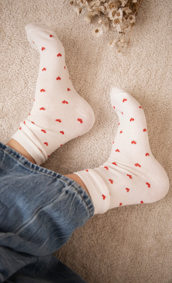 Love Overload White/Red - Sokken