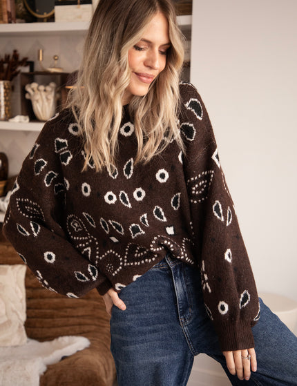 Cozy Paisley Days Brown - Sweater