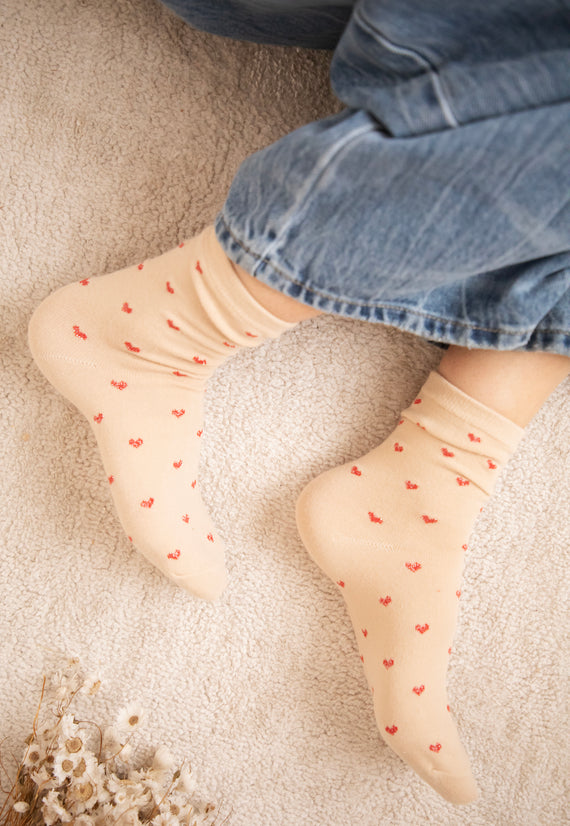 Socken - Love Overload - Beige/Rot