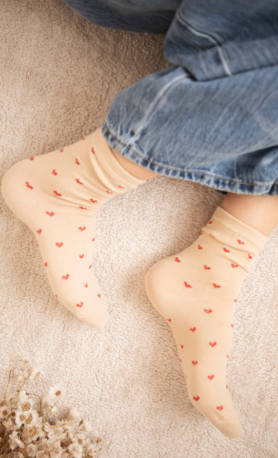 Love Overload Beige/Red - Sokken