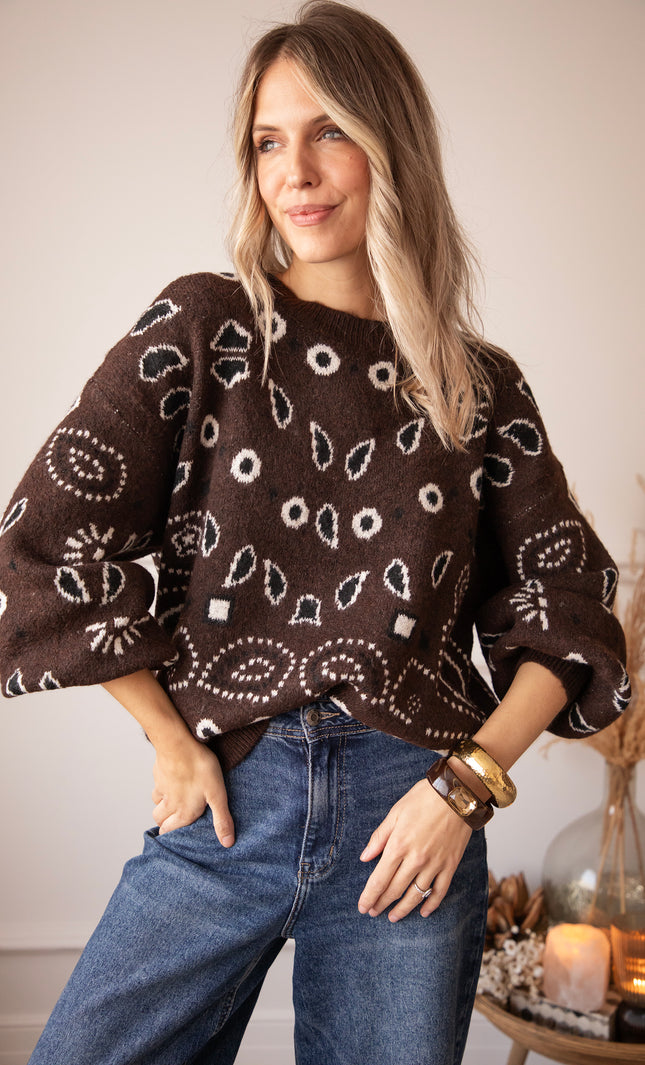 Cozy Paisley Days Brown - Trui