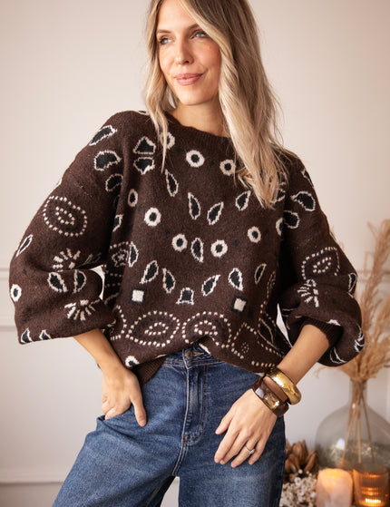 Cozy Paisley Days Brown - Sweater