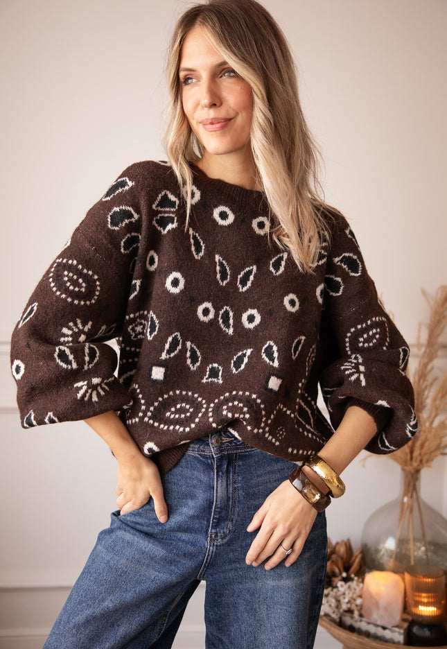 Cozy Paisley Days Brown - Sweater