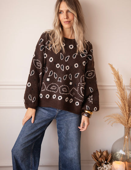 Cozy Paisley Days Brown - Sweater