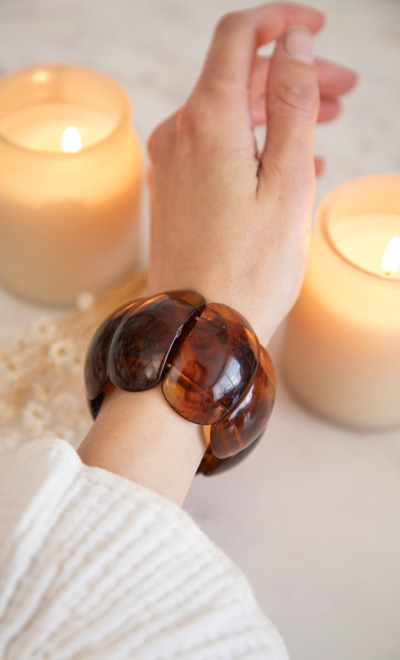 Armreifen - Elastelle - Braun