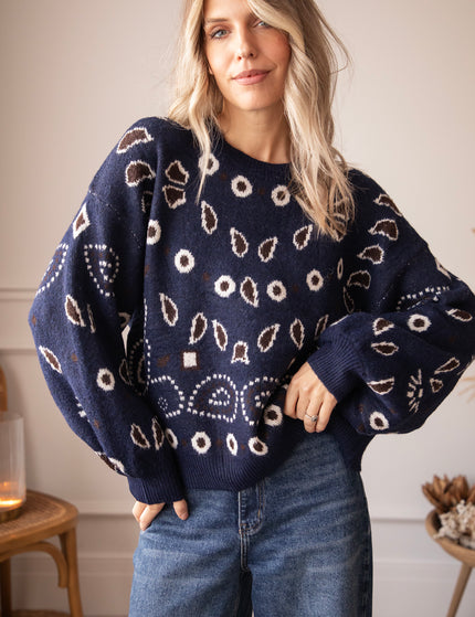 Cozy Paisley Days Navy - Sweater