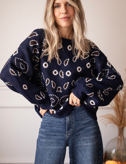Cozy Paisley Days Navy - Sweater