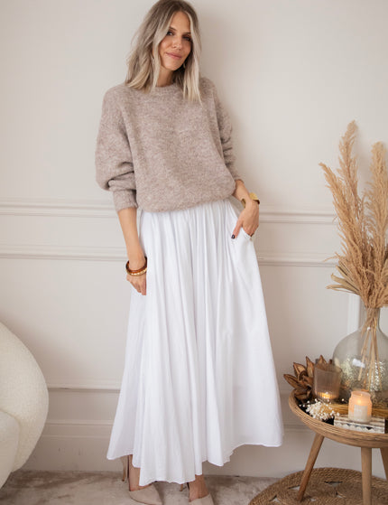 Dreamy Pleated White - Maxi Rok
