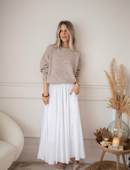 Dreamy Pleated White - Maxi Rok